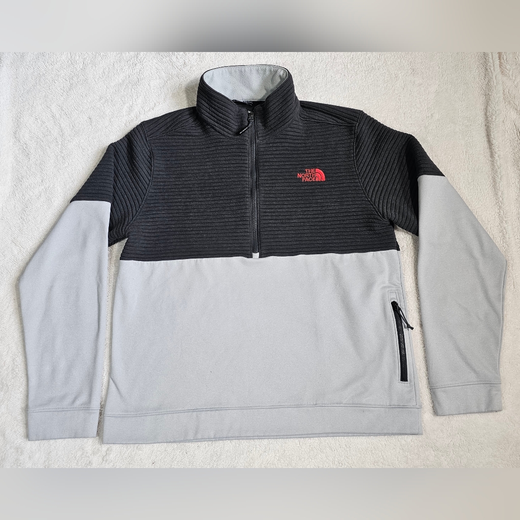 The North Face Black And Gray Quarter-Zip Pullover Jacket Men's Size M